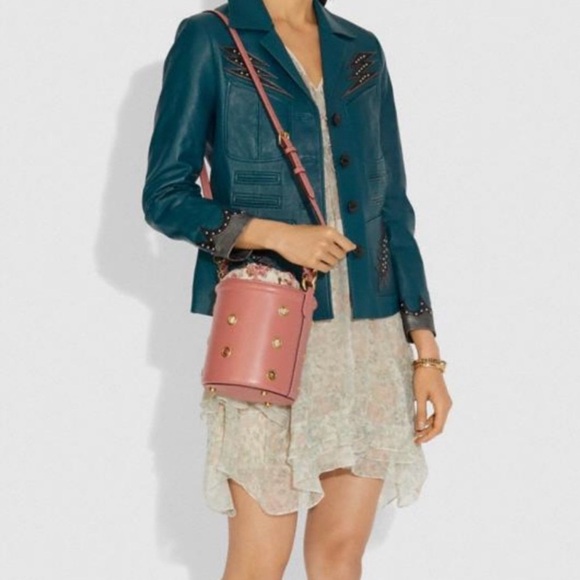 Coach Drawstring Bucket bag  in Pink with Grommet and charm - Picture 8 of 13